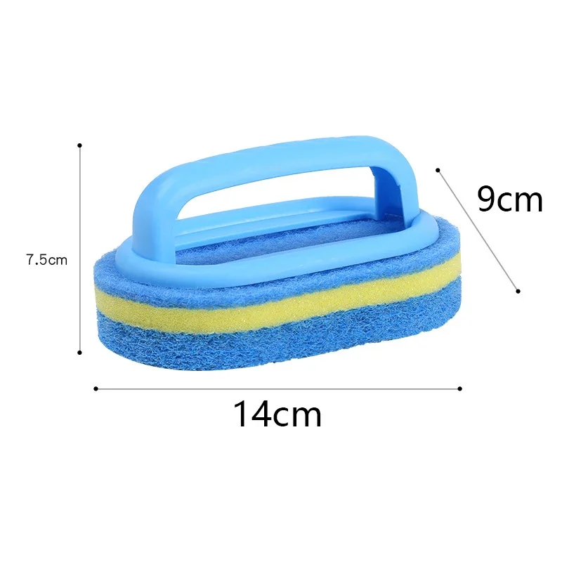 Kitchen Cleaning Brush with Handle Pot Washing Sponge Thick Scouring Pad Ceramic Tile Wall Cleaning Purifying Artifact