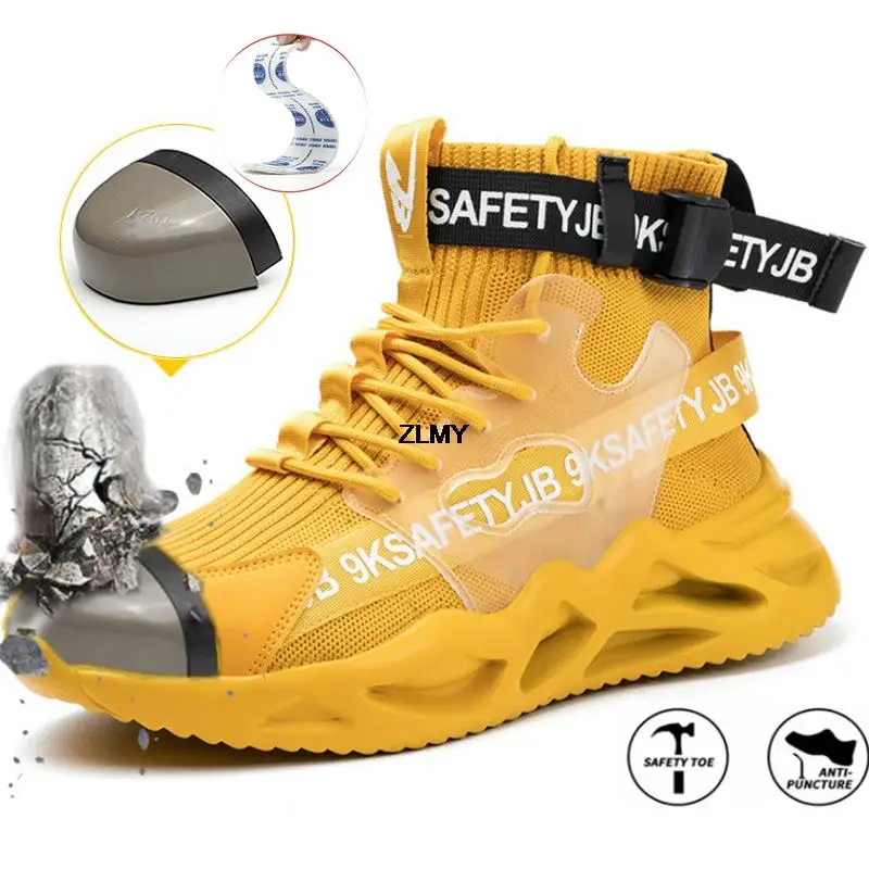 Fashion Safety Shoes Men Steel Toe Work Shoes Puncture Proof Sneaker Man Industrial Work Safety Boots Breathable Protective Boot