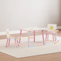 Aiyaplay Table et chaises pour enfants 3 pièces en bois de pin 60X60X44 cm 4