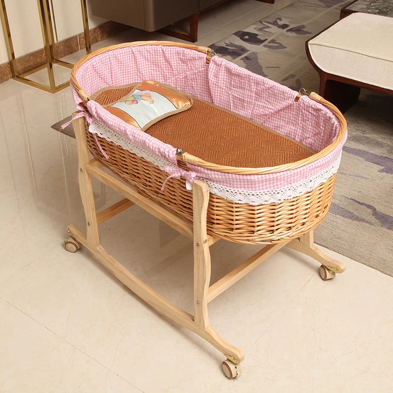 

Baby cradle bed rattan cradle carrycot portable car carry basket