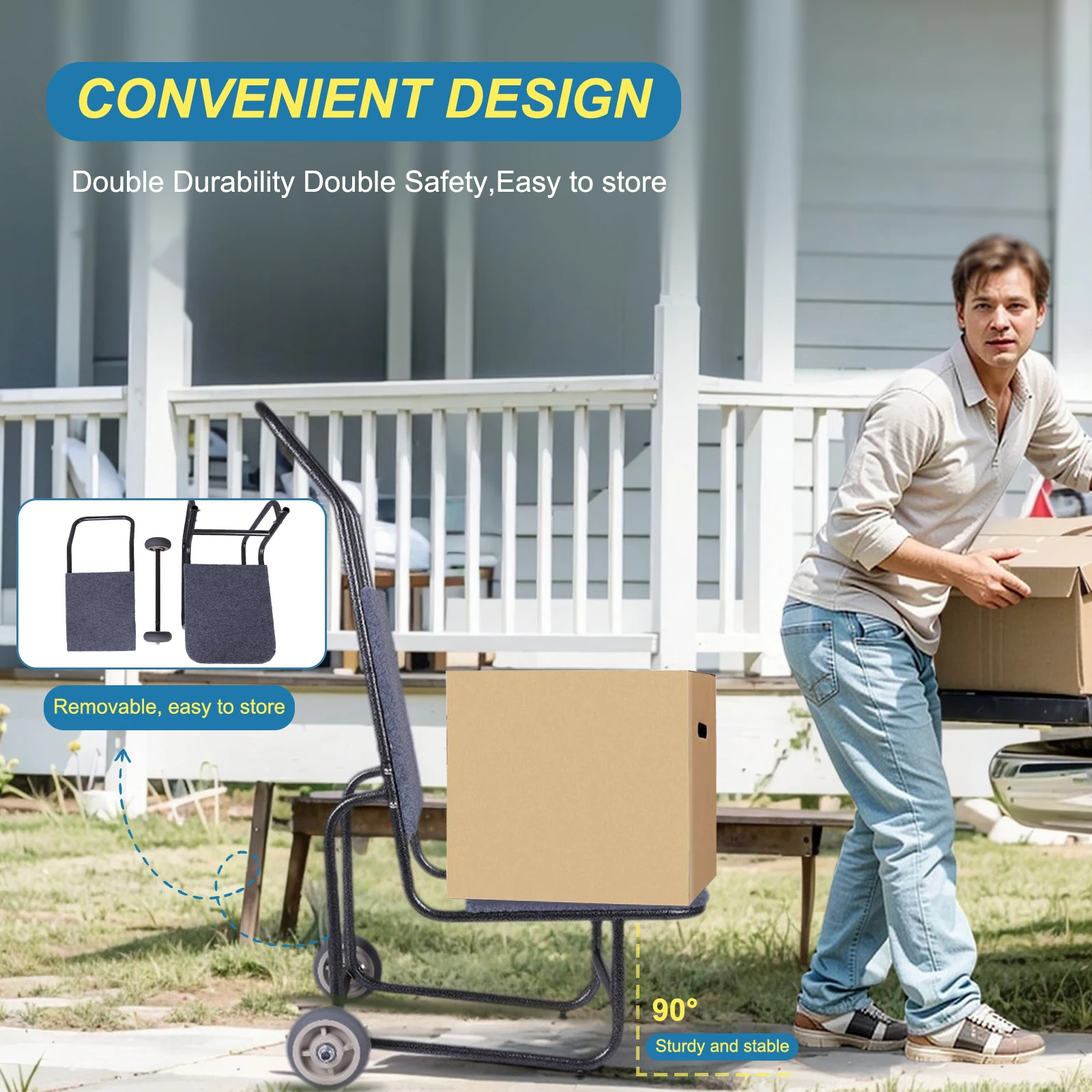 Thickened Chairs Transporter Multifunctional Metal Pull Cart Wear Resist Chair Transport Vehicle for Party Event Activities