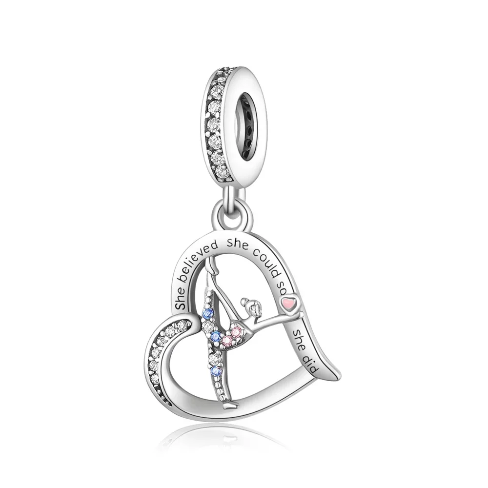 Huoonew Fit Original Pan Charm Bracelet 925 Silver Gymnast Gymnastics Ballerina Bead For Making Inspirational Berloque DIY 5