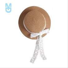 

New Baby Girl Straw Hat Sunhat Lace Bowknot Beach Round Summer Head Accessory Fisherman Hat