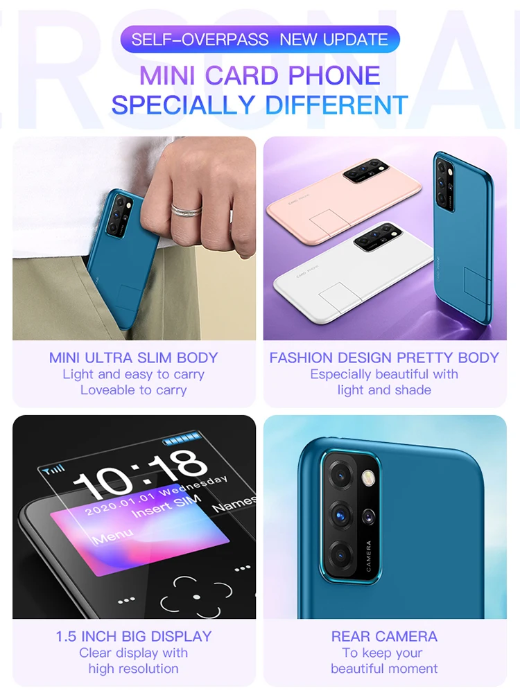 New SOYES S10P Mini Card Cellphone 2G GSM 800mAh Ultra-thin Small Portable Student Backup Keyboard Mobile Phone 2