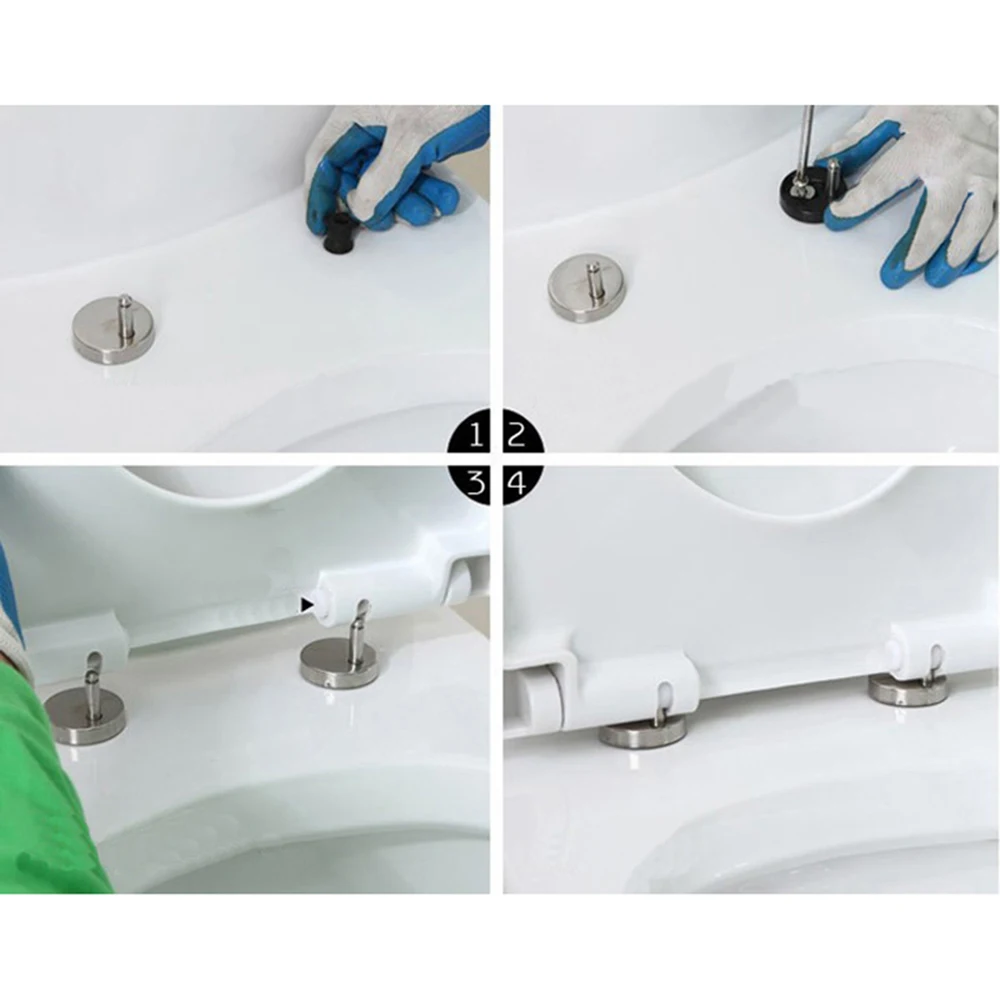 Toilet Seat Hinges 2x Stainless Steel 5.5CM Toilet Seat Cover Base Connection Expansion Bolt Fixing Hinges Bathroom Accessories