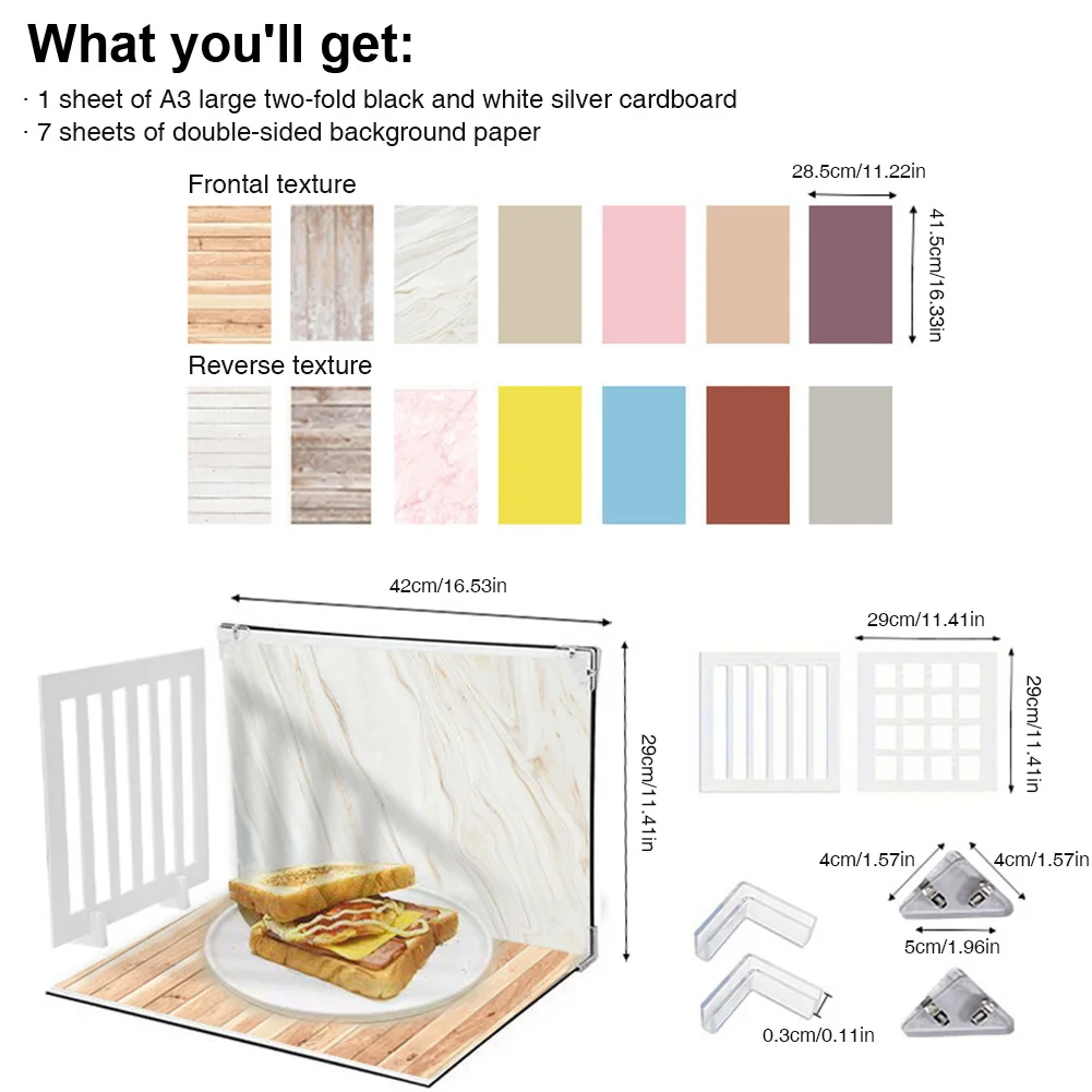 7Pcs 14Patterns Small Product Photography Backdrops Kit Table Top Food Background Kit for Food Jewelry Photo Shootings