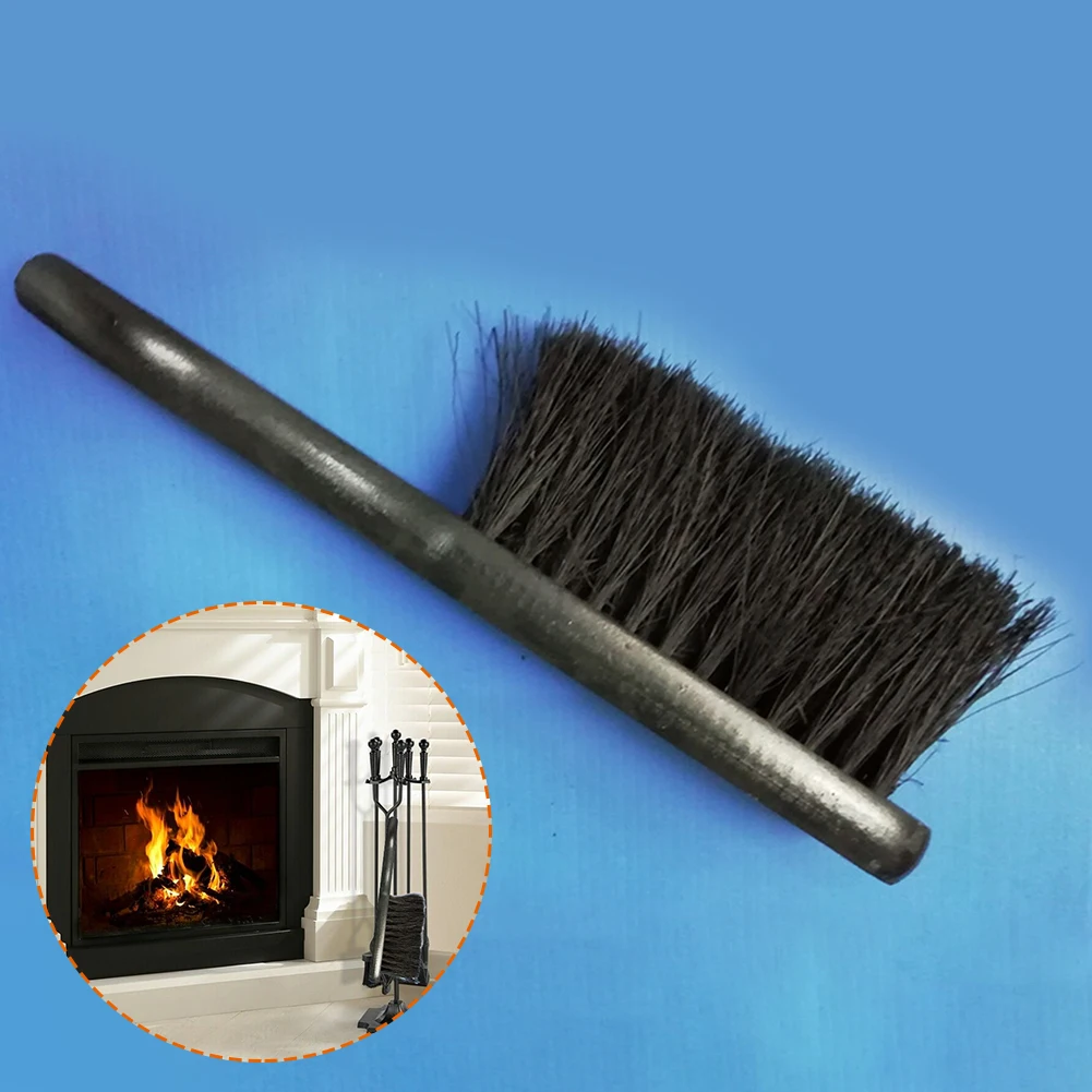 Wooden Handle Shape Brush Head Fireplace Fire Hearth Fireside Brush Fireplace Brushes Maintenance Tools