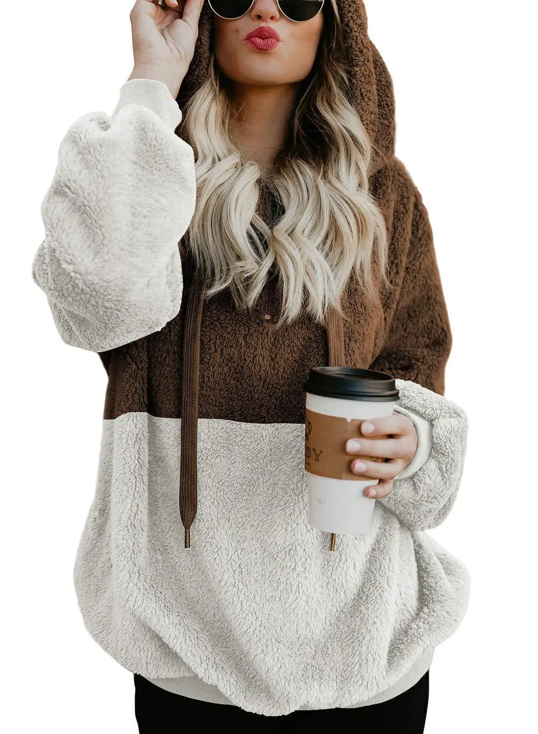 Women's Hoodies  2023 Burst Patchwork Rope Jacket Sweatshirt Coats Winter Clothes Women