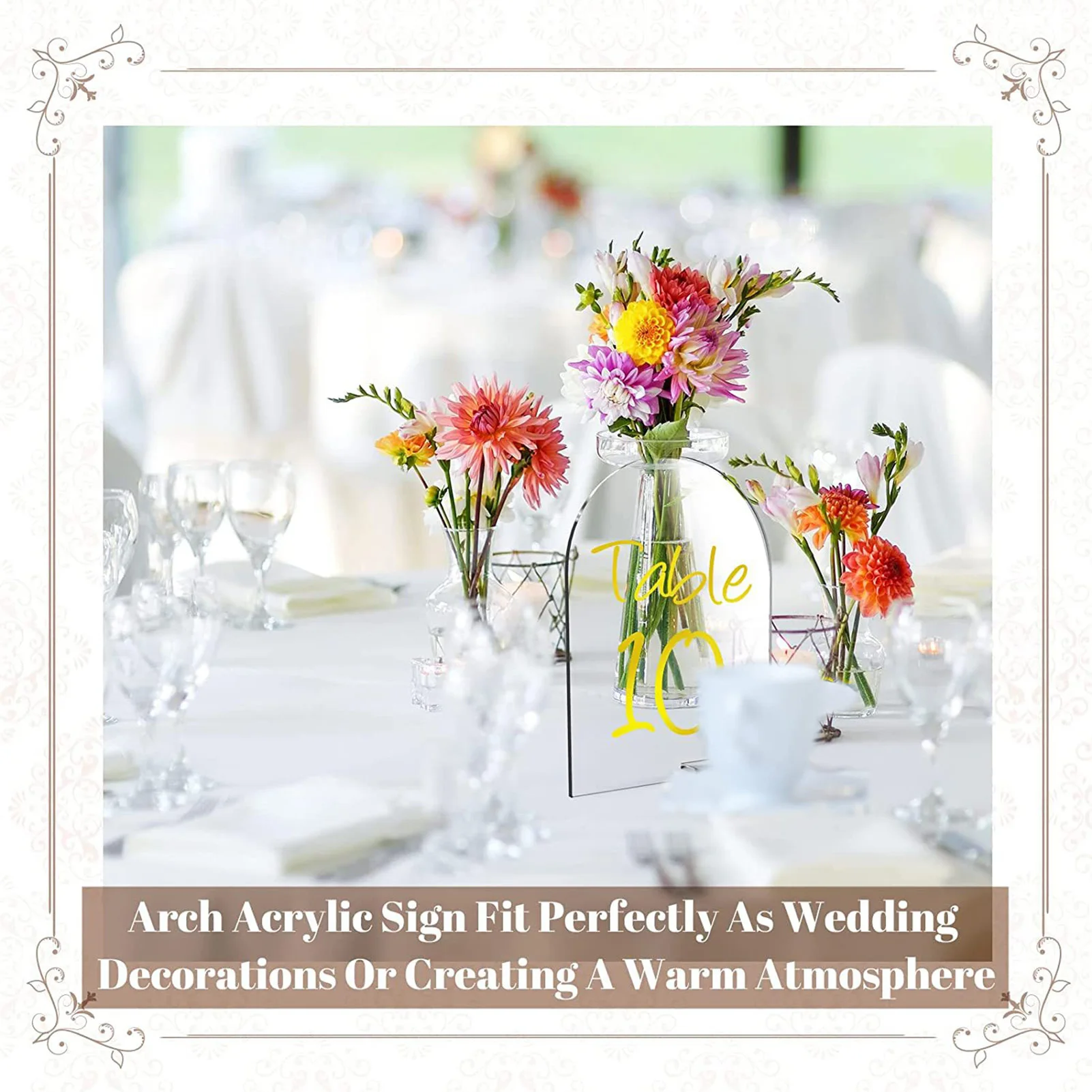Arch Acrylic Sign Stands Arched/Square Shape DIY Stylish Party Decor for Wedding Reception Event