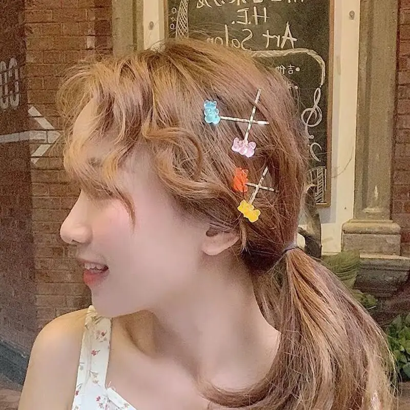 6 Candy Bears Hair Clips Barrettes Colored Bear Hairpin Women Girls Hairgrips Pins Hair Band Acccessories Pins hair accessory,hair clip