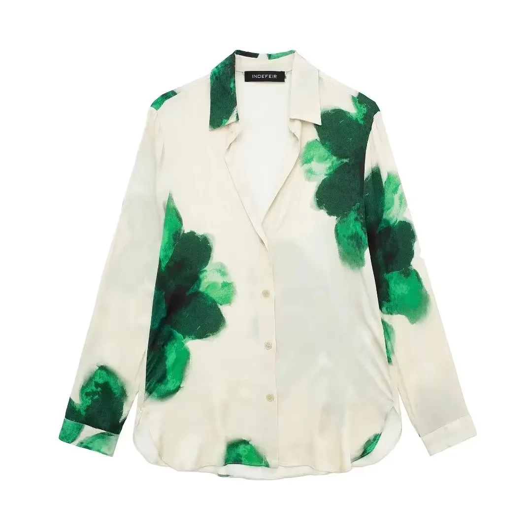 HH Floral Print Blouse For Women Spring Summer Casual Single Breasted Long Sleeve Shirt Female Fashion Streetwear Top