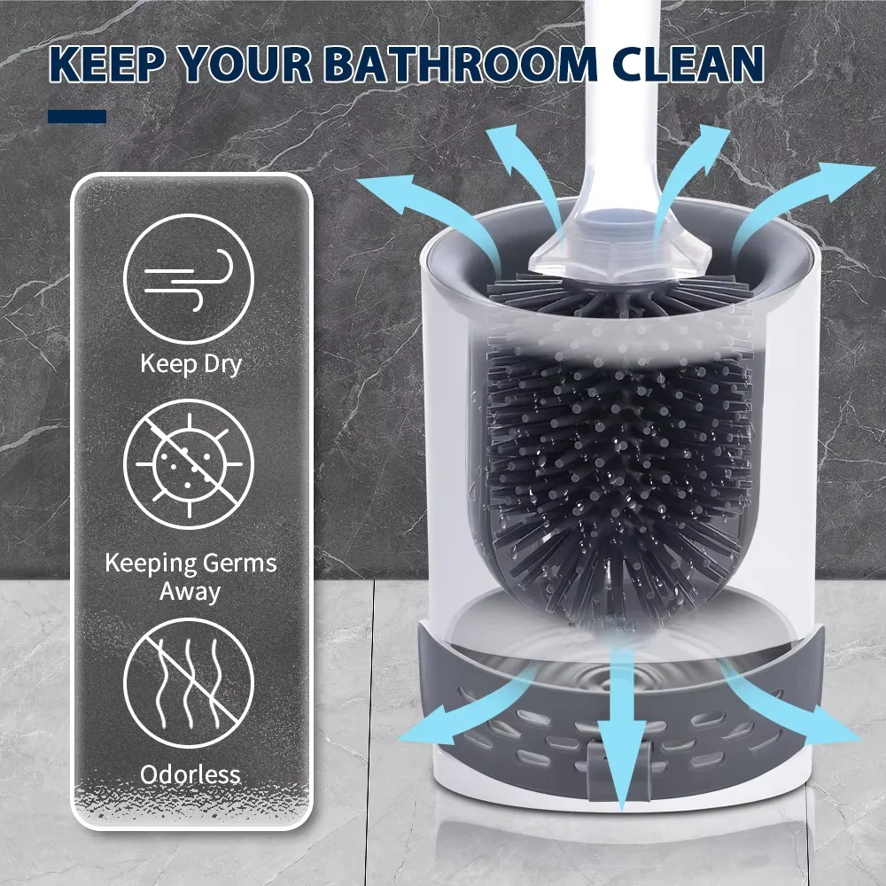 Set Scopino WC In Silicone Con Supporto - Grigio/Bianco, Include Bocchetta A Lancia, Montaggio A Pavimento/Parete, Design Moderno