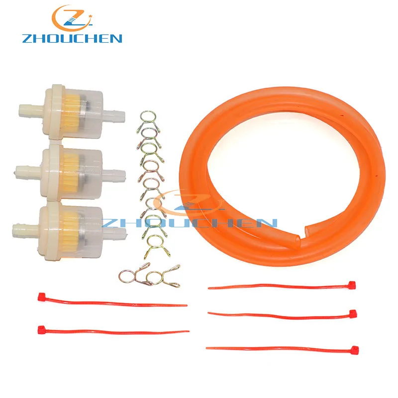 Colorful 4mm Fuel Pipe Hose with Filter Clamps Spring Clips for Motorcycle Universal D