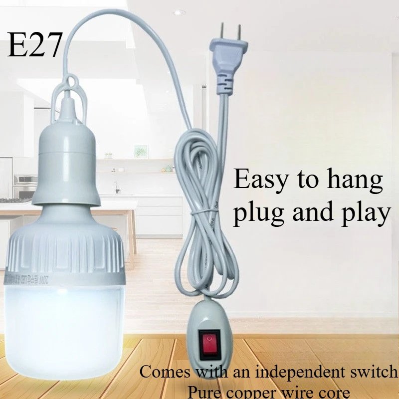 4.2m-9.2m Lamp Holder Universal with Switch LED Bulb Socket Adapter E27 Screw Lamp Holder Accessory Tool Dual Plug Suspension