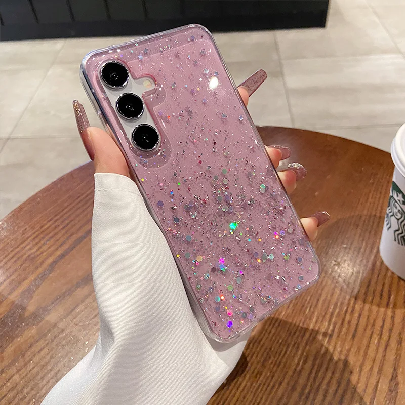 Glitter Star Sequin Clear Thin Epoxy Soft Phone Case