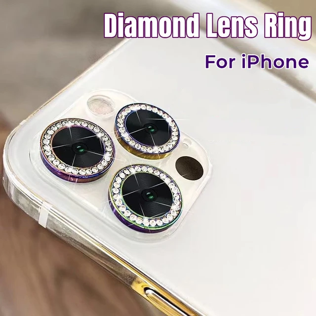 Glitter Diamond Lens Ring Camera Film For iPhone 13 Pro Max 11 Pro 12 Mini  Lens Screen Protector Tempered Glass Metal Ring Cover