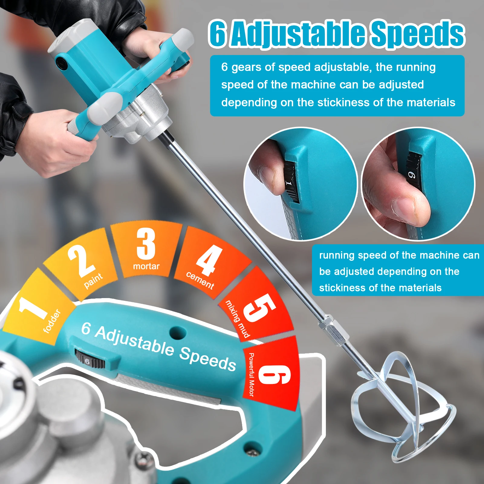 خلاط خرسانة كهربائي محمول بقدرة 2600 واط، يتميز بـ...