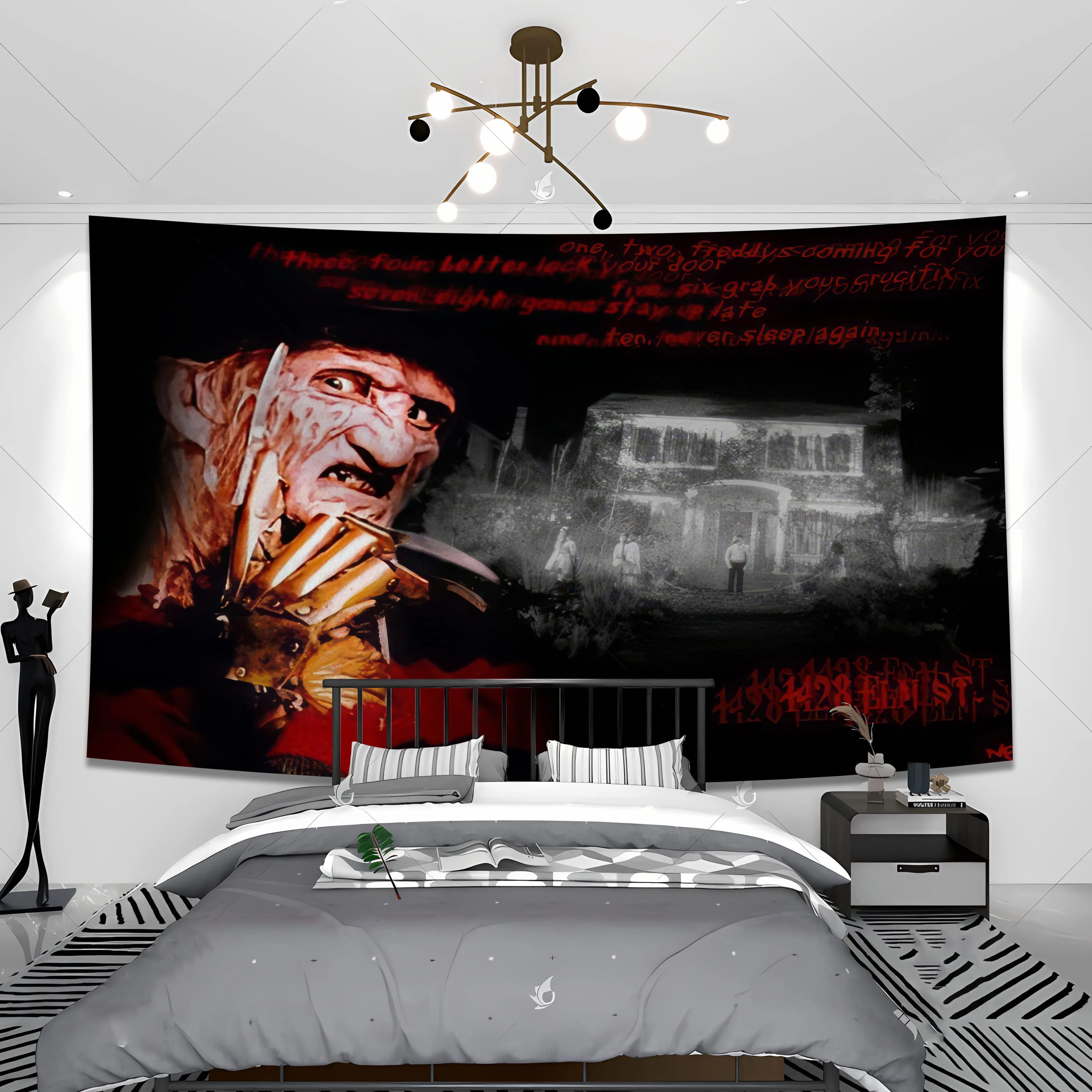 Qddeco 90X90 150X150 Nightmare Freddy Krueger Flag Horror Movie Banner Decorazione Arazzo