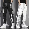 FFT经典街头服饰休闲裤 - 男女通用款缎带慢跑裤-运动裤-休闲裤 - 男修身2023春装货裤多口袋-男女通用款宽松裤