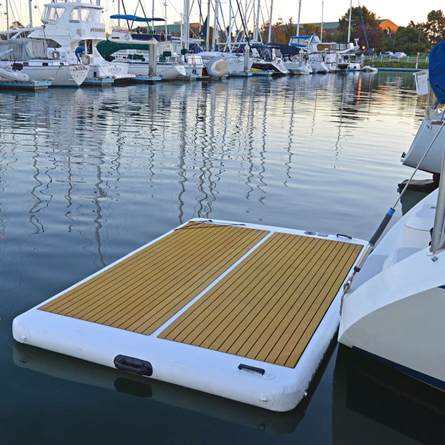 2.5x1.5x0.2m Teak Foam Inflatable Pontoon Water Swim Platform Boat
