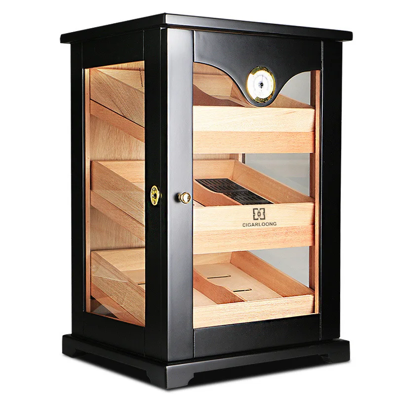 Cedar Wood Humidor Three-tier Humidor Solid Wood Cigar Storage Box ...