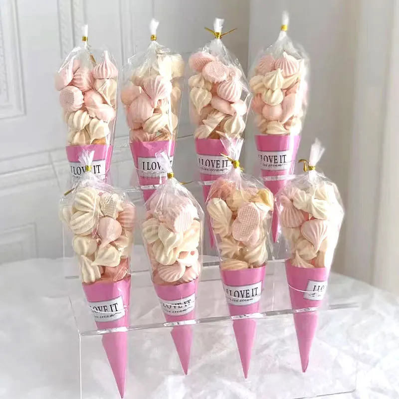 

100pcs Ice Cream Waffle Cone Holder Cover Disposable DIY Cones Foil Paper Sleeve Cup for Wedding Birthday Party Supplies