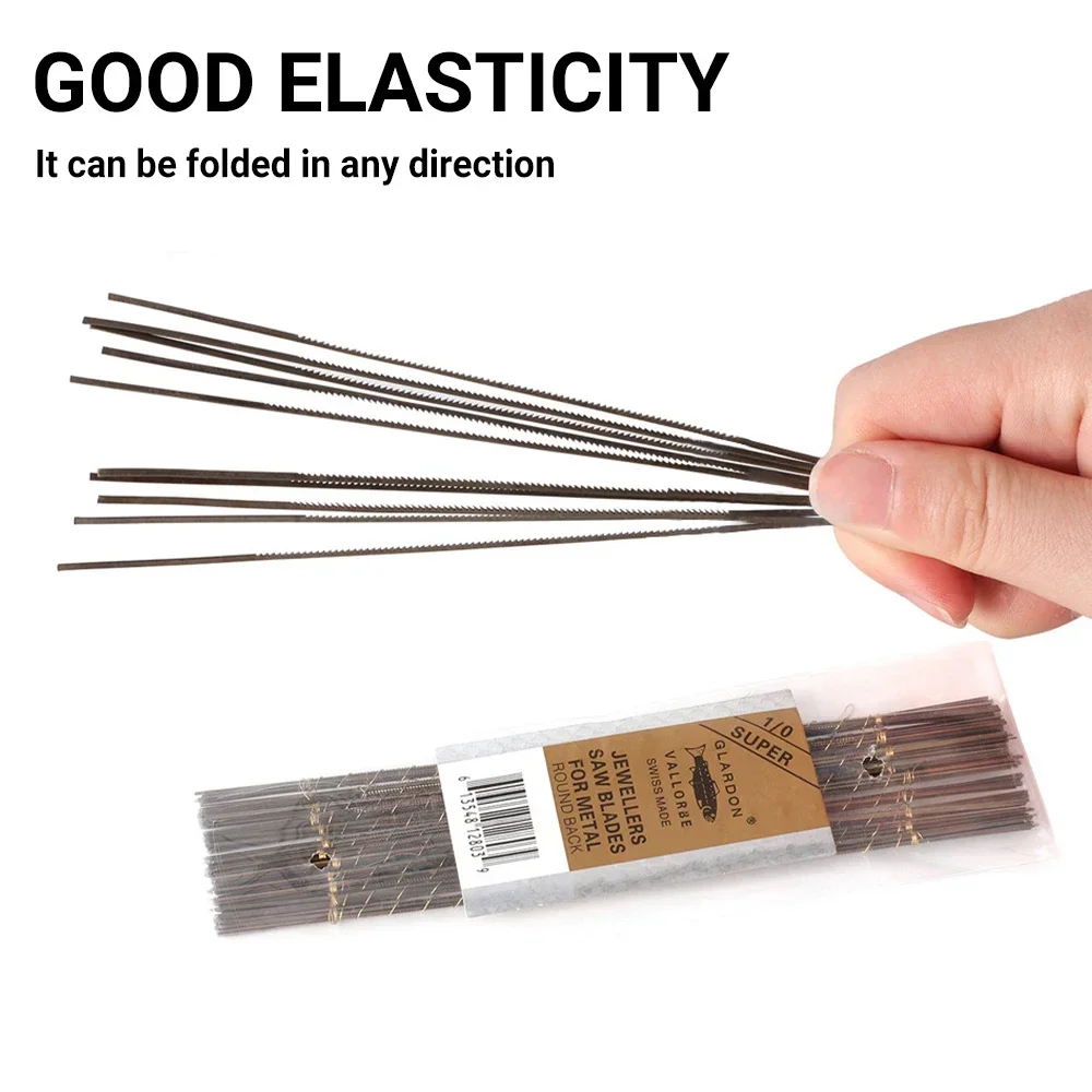 Jewelry Saw Blade Metal Saw Blades Fine Tooth Steel Wire Woodworking U-curve Blades Hand Tools Metal Knives 12 Pcs jewelers saw frame