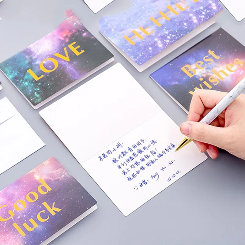 1pcs Envelope Starry Sky Greeting Card Message Half Fold Mini Office Supplies Thanksgiving Gift Writing  Student Stationery