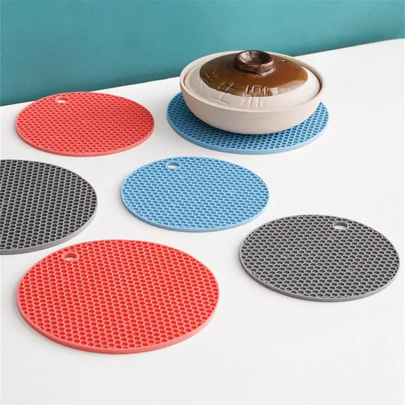 2pc Round Silicone Pot Holders Set Coaster Multi-Purpose Hot Pads Heat  Resistant