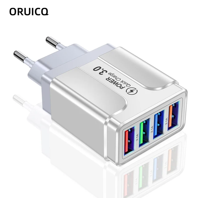 מטען קיר 4 יציאות סופר מהיר בהספק טעינה 3.0 oruicq