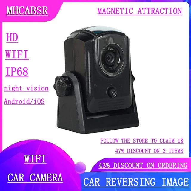 Wireless Backup Dash Cam, MHCABSR WiFi Reversing Camera Work with Phone  IP68 Waterproof IR Night Vision Wide Angle Magnetic Rear View Parking  Camera