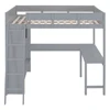 Full Size Loft Bed with Desk and Shelf - Gray 3