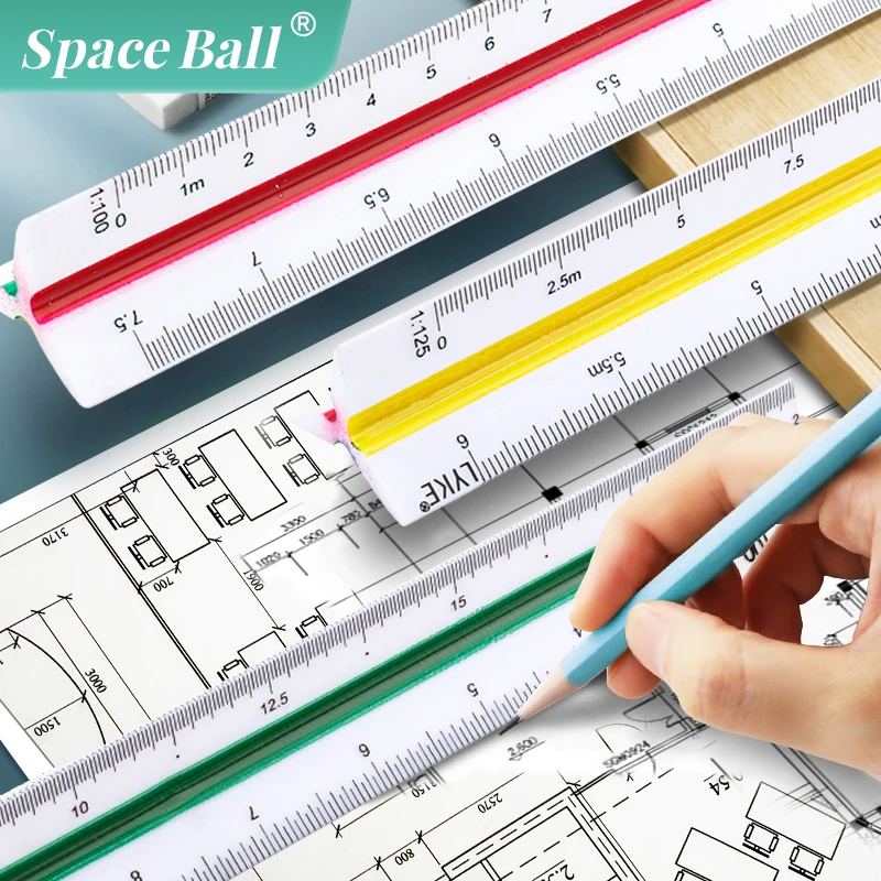 Triangular Ruler Space Ball Multi-functional Triangular Ruler Student Stationery 12.5/30cm Drafting Tool Scale Ruler Architect Technical