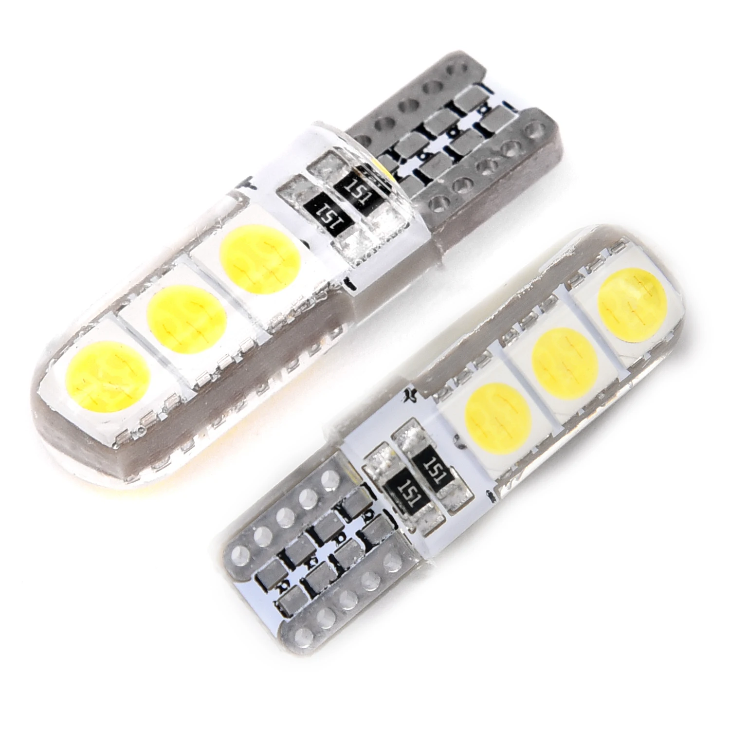 

Silicone Shell Canbus LED Lamp White 12V DC License Plate Dome 10pcs T10 194 W5W Car T10-5050-6SMD Super Bright