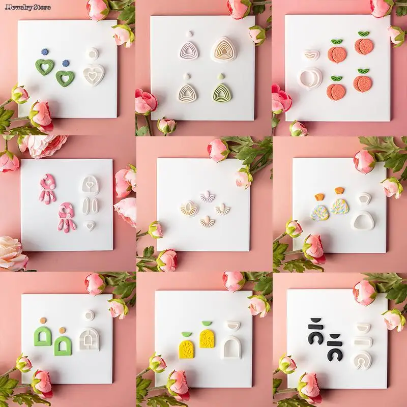 

Multiple Geometric Simple Soft Pottery Handmade Earrings Cutting Mold Heart Pattern Polymer Clay Earring Jewelry Pendant Making