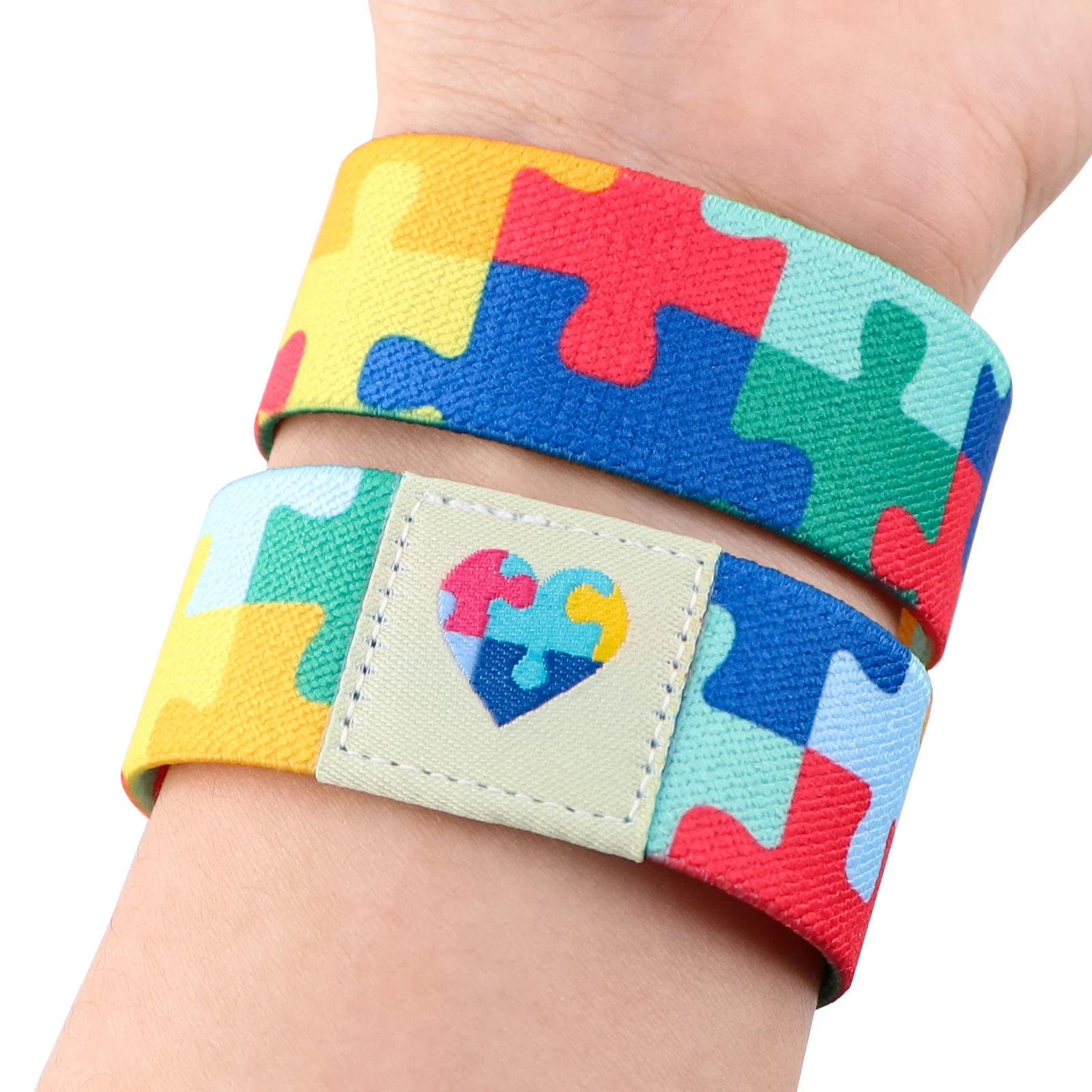 Autism Awareness Puzzle Bracelets on Hand Bangle Wrap Stretch Wristband Bracelet for Women Men Bangles Fashion Accessories
