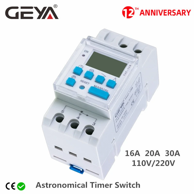 Geya Thc Astronomical Timer Switch Lcd Display 16a 20a 30a Timing Control Latitude Switch 110v