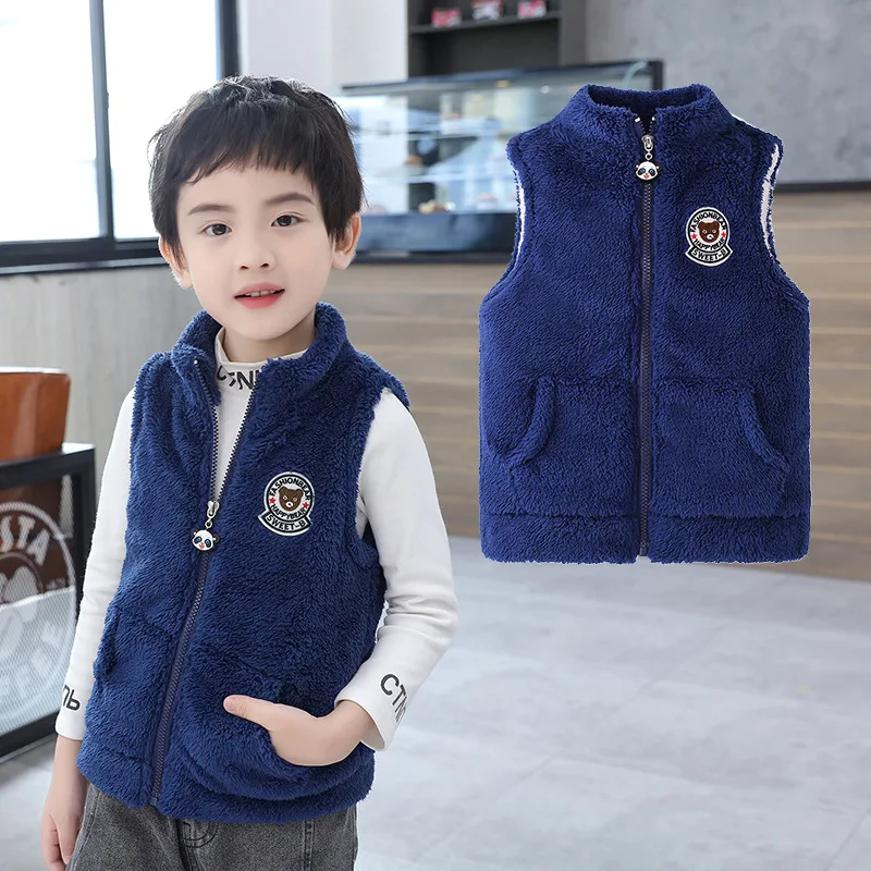 Boys Vest Autumn Winter Keep Warm Children Plush Waistcoat Double Sided Girls Jacket Birthday Gifts 3-12 Years Kids Clothes