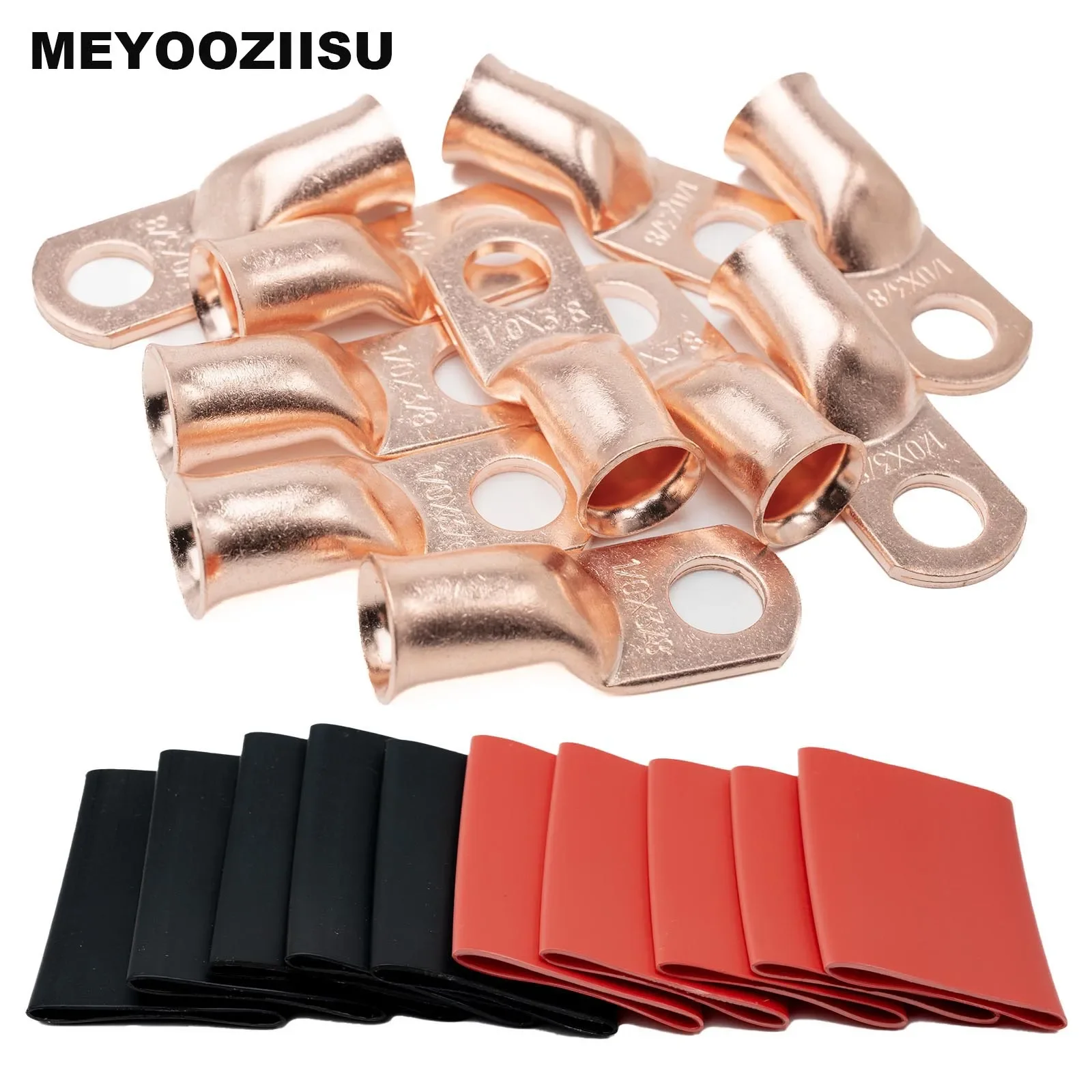 

MEYOOZIISU Electrical connectors 4 6 10pcs 1/0 AWG-3/8" Battery Lugs,Heavy Duty Wire Lugs,Ring Terminal,Battery Cable Ends