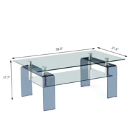 Table basse en verre trempé transparent avec pieds en verre gris pour votre salon. 3