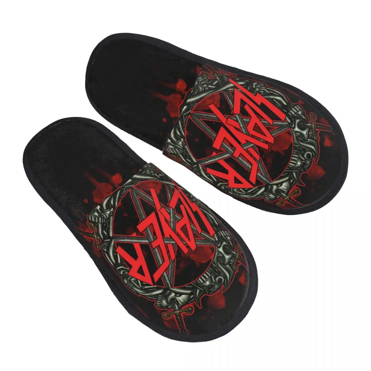 Heavy Metal Rock Slayers Logo House Slippers Women Cozy Memory Foam Thrash Band Slip On Bedroom Slipper Shoes