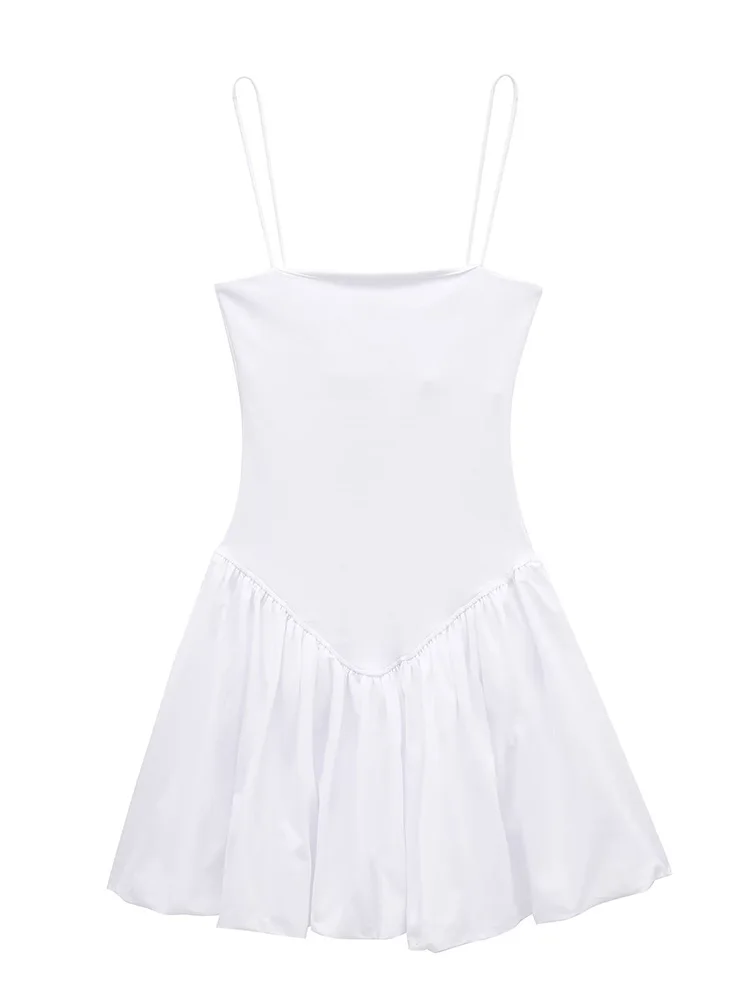Willshela Women Fashion Solid Pleated Patchwork Backless Mini Dress Vintage Thin Straps Square Collar Female Chic Lady Dresses 6