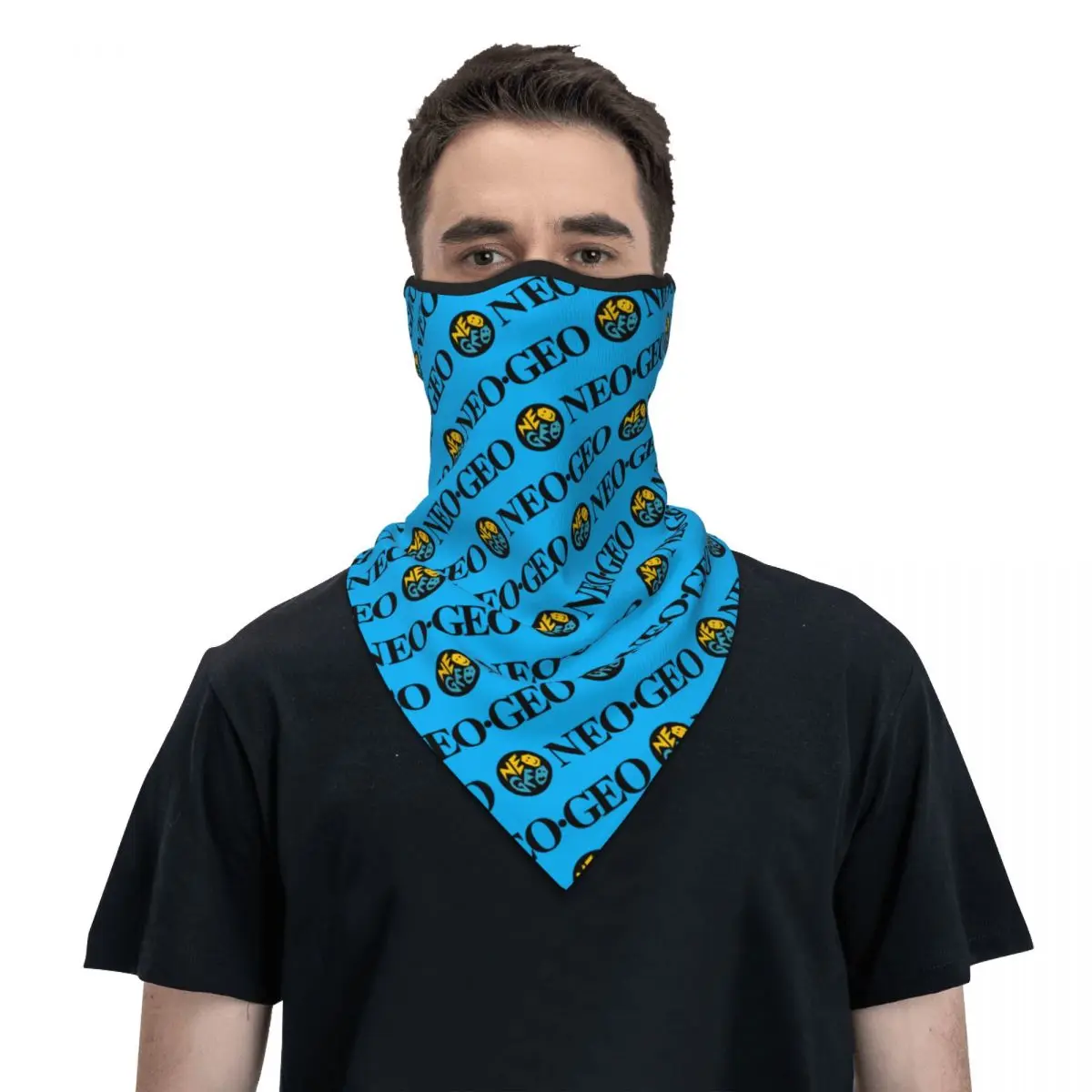 

Neo Geo Logo Neck Gaiter Women Men UV Face Shield Winter Neogeo Arcade Bandana Scarf for Ski