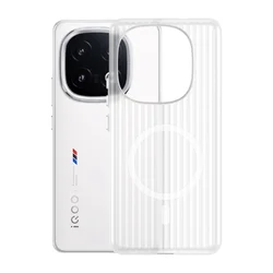 Magnetic MagSafe Matte Transparent Luggage Stripe Slim Shockproof Case for Vivo iQOO Z9 Turbo (WHITE)