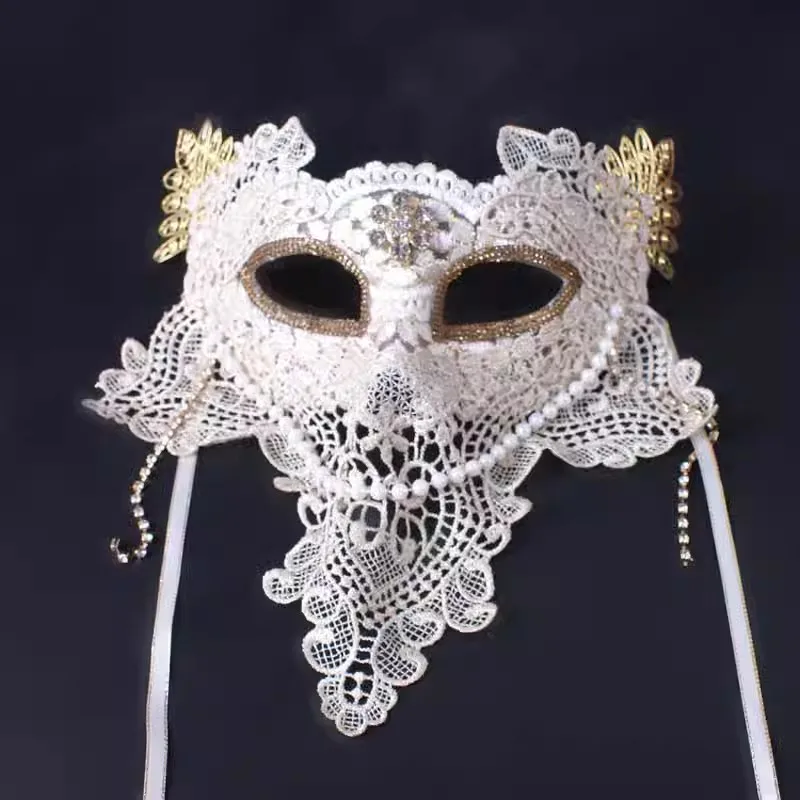 

Light Gold Lace Full Face Masks for Adults, Mysterious Party Masks