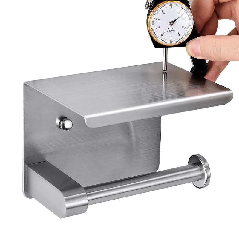 Toilet Paper Holder Wall Mount, Fits Mega Rolls Size  Toilet Paper Holder with Shelf,  Premium Rustproof Stainless Steel,Silver 5