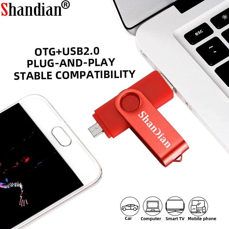3in1 OTG 2.0 USB Flash Drive for Smartphone 4GB 8GB 16GB 32GB 64GB Memory Stick Pendrive External Storage SHANDIAN usb flash drive flash drive