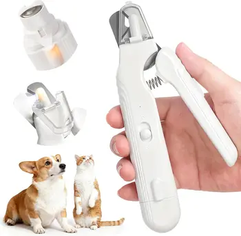 2 in 1 Pet Nail Clippers Dog Nail Grinder for Small Dogs Cats Claw Trimmer with 2 LED Lights Splash Guard Pet Nail Grooming Tool