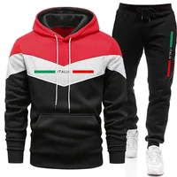 Nouvel ensemble deux pièces automne-hiver pour homme : sweat à capuche et pantalon de jogging patchwork, tenue de sport tendance pour l'extérieur 6