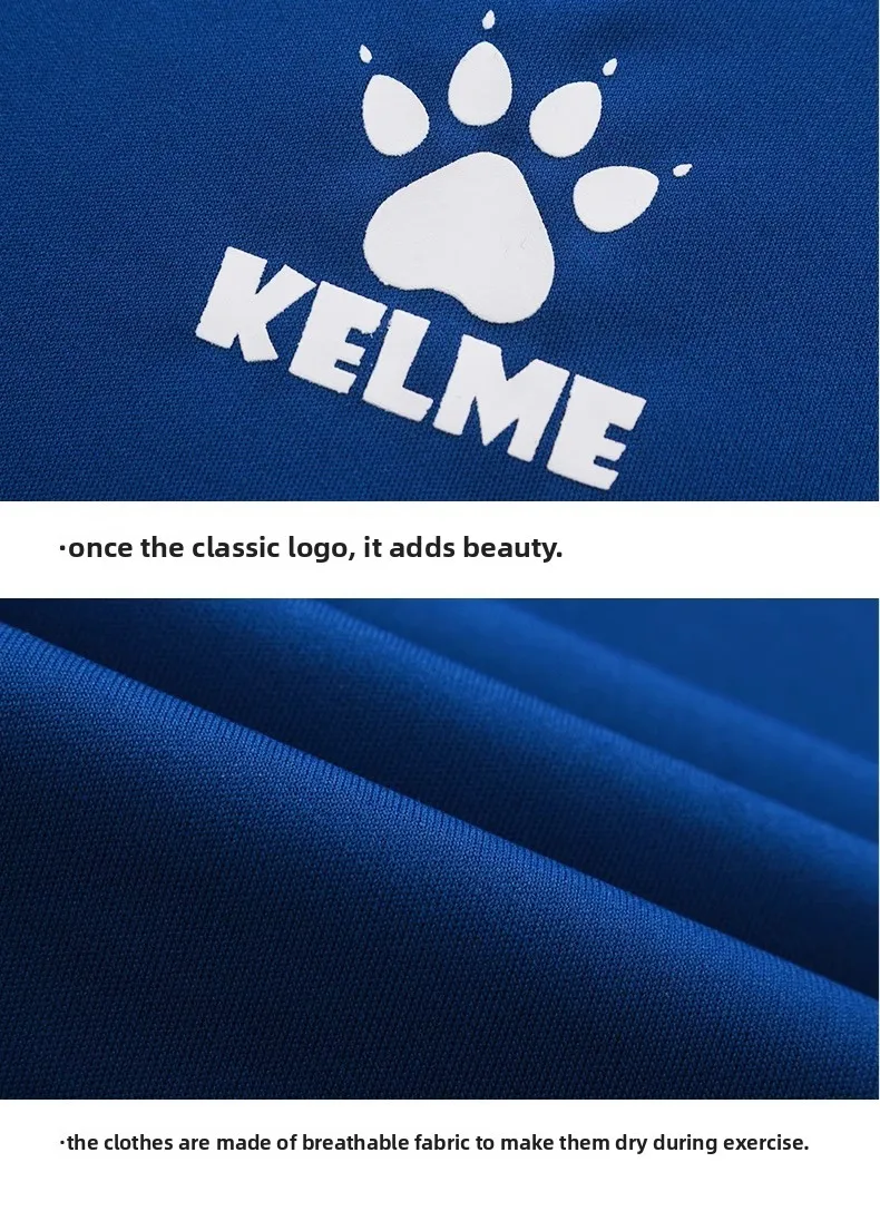Kelme Maßgeschneiderter Kinder-Fußballanzug, Outdoor-Fußballspiel, kurzärmeliger Trainingsanzug für Jungen, atmungsaktives Obert – Detail 12